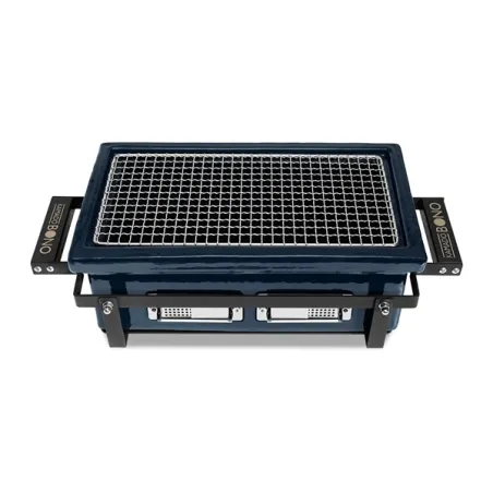 Barbecue a carbone in ceramica rettangolare, Blu Navy Hibachi Evo - Kamado Bono