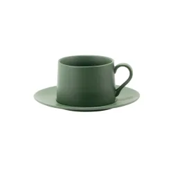 Levante, Tazza the con piattino verde oliva in porcellana - Zafferano