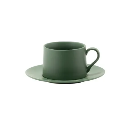 Levante, Tazza the con piattino verde oliva in porcellana - Zafferano