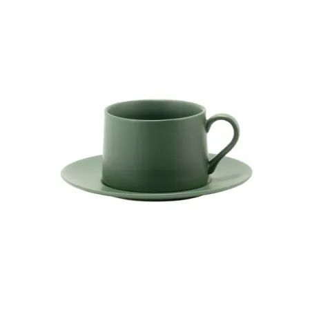 Levante, Tazza the con piattino verde oliva in porcellana - Zafferano