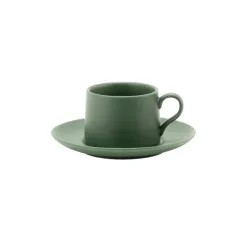 Levante, Tazza caffe' con piattino verde oliva in porcellana - Zafferano