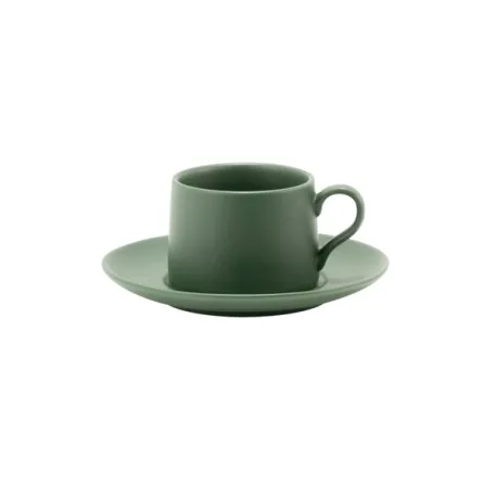 Levante, Tazza caffe' con piattino verde oliva in porcellana - Zafferano