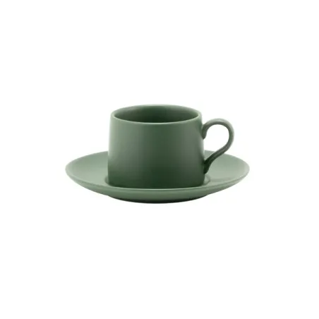 Levante, Tazza caffe' con piattino verde oliva in porcellana - Zafferano