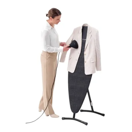 Steam & Ironing 134x45 - Poggiaferro integrato nella fodera, telaio Metallic Nero, Denim Black - Brabantia