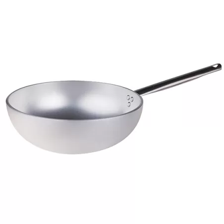 Wok in alluminio con fondo svasato cm. 32 - Agnelli