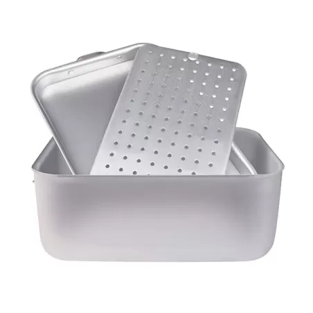 Brasiera rettangolare in alluminio con coperchio a soute' e griglia cm. 60x40 - Agnelli