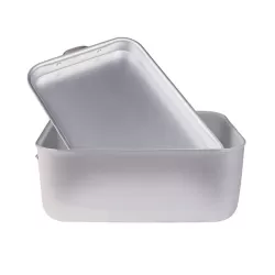 Brasiera rettangolare in alluminio con coperchio a soute' senza griglia cm. 50x34 - Agnelli