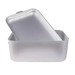 Brasiera rettangolare in alluminio con coperchio a soute' senza griglia cm. 60x40 - Agnelli