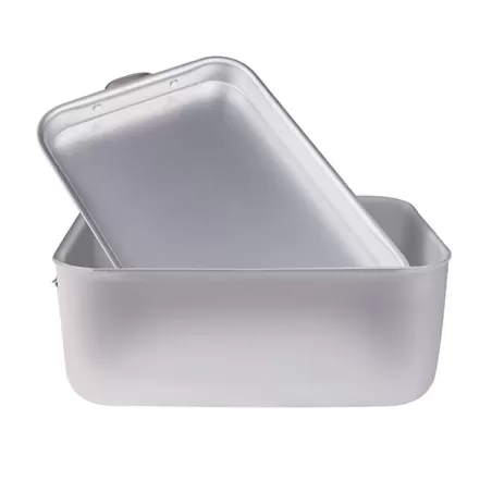 Brasiera rettangolare in alluminio con coperchio a soute' senza griglia cm. 60x40 - Agnelli
