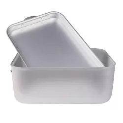 Brasiera rettangolare in alluminio con coperchio a soute' senza griglia cm. 70x45 - Agnelli