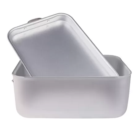 Brasiera rettangolare in alluminio con coperchio a soute' senza griglia cm. 70x45 - Agnelli