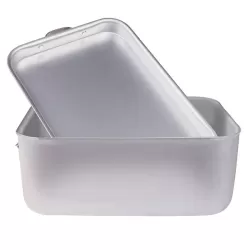 Brasiera rettangolare in alluminio con coperchio a soute' senza griglia cm. 80x50 - Agnelli