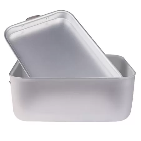 Brasiera rettangolare in alluminio con coperchio a soute' senza griglia cm. 80x50 - Agnelli