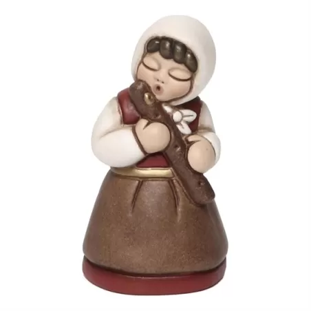 Donna che suona il flauto presepe classico, rosso - Thun
