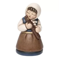 Donna che suona il flauto presepe classico, blu - Thun