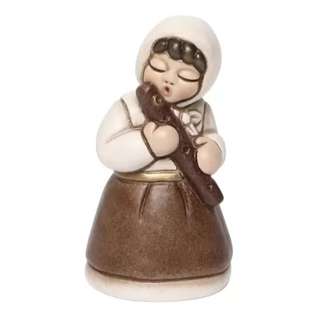 Donna che suona il flauto presepe classico, bianco - Thun