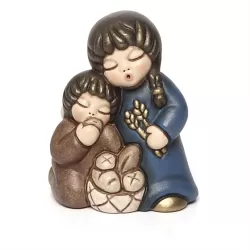Coppia di bimbi che mangiano pane presepe classico, blu - Thun