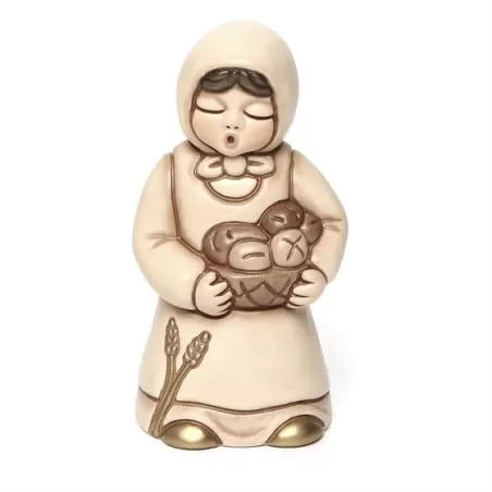 Donna con cesta di pane presepe giubileo, champagne - Thun