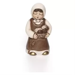 Donna con cesta di pane presepe giubileo, bianco  - Thun