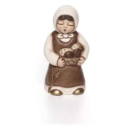 Donna con cesta di pane presepe giubileo, bianco  - Thun