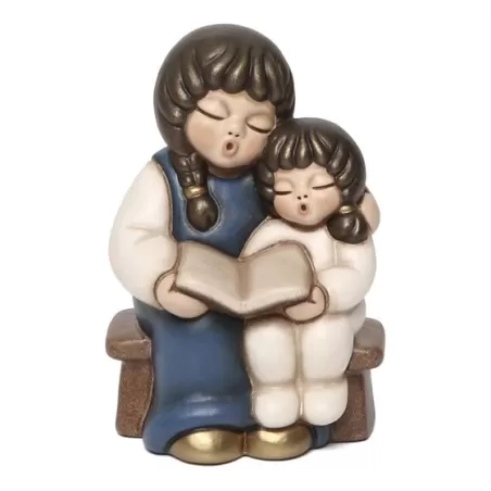 Coppia di bimbi che leggono presepe giubileo, blu - Thun