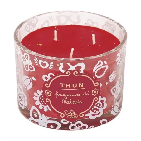 Candela in vasetto di vetro grande Natale (3 stoppini) - Thun