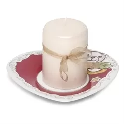 Candela con piattino Cuore Dolce Natale - Thun