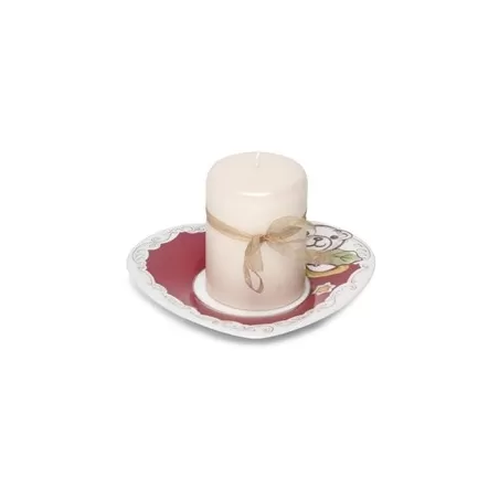 Candela con piattino Cuore Dolce Natale - Thun