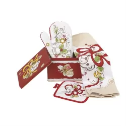 Confezione barattolo in latta + guanto + strofinaccio + presina Dolce Natale - Thun