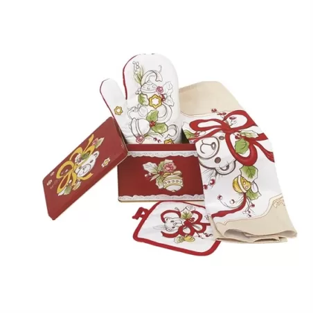 Confezione barattolo in latta + guanto + strofinaccio + presina Dolce Natale - Thun