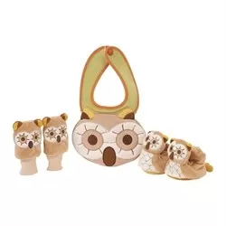 Confezione babbucce, moffole, bavaglino gufetto - Thun