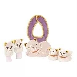 Confezione babbucce, moffole, bavaglino gattino - Thun