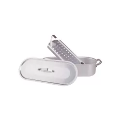 Pesciera con griglia, coperchio e maniglie inox cm. 40x13 - Agnelli