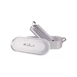 Pesciera con griglia, coperchio e maniglie inox cm. 50x15 - Agnelli