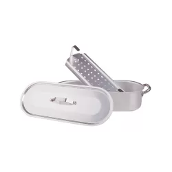 Pesciera con griglia, coperchio e maniglie inox cm. 60x17 - Agnelli