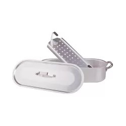 Pesciera con griglia, coperchio e maniglie inox cm. 70x19 - Agnelli