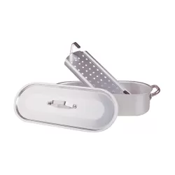 Pesciera con griglia, coperchio e maniglie inox cm. 80x24 - Agnelli