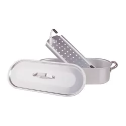 Pesciera con griglia, coperchio e maniglie inox cm. 90x28 - Agnelli