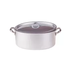Casseruola ovale con maniglie inox e coperchio cm. 32x22 - Agnelli