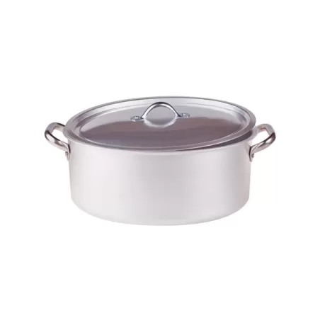 Casseruola ovale con maniglie inox e coperchio cm. 32x22 - Agnelli