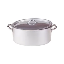 Casseruola ovale con maniglie inox e coperchio cm. 34x23 - Agnelli