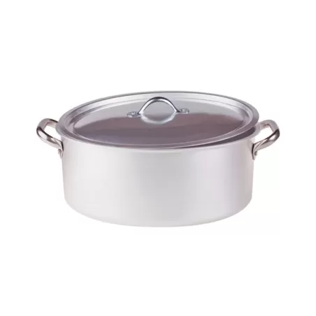 Casseruola ovale con maniglie inox e coperchio cm. 34x23 - Agnelli