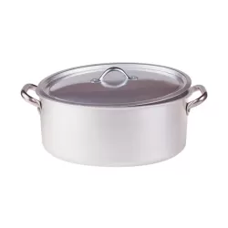 Casseruola ovale con maniglie inox e coperchio cm. 36x25 - Agnelli