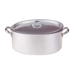 Casseruola ovale con maniglie inox e coperchio cm. 40x28 - Agnelli