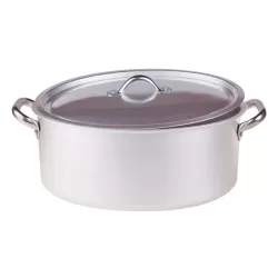 Casseruola ovale con maniglie inox e coperchio cm. 45x31 - Agnelli