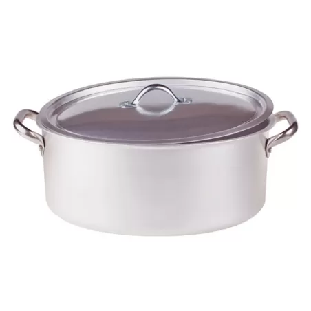Casseruola ovale con maniglie inox e coperchio cm. 45x31 - Agnelli