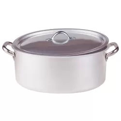 Casseruola ovale con maniglie inox e coperchio cm. 50x36 - Agnelli