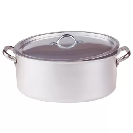 Casseruola ovale con maniglie inox e coperchio cm. 50x36 - Agnelli