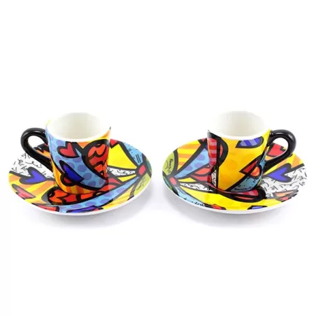 Set 2 tazzine caffè con piatto - Romero Britto