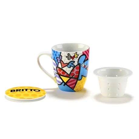Tisaniera con infusore e coperchio "Flying Hearts" - Romero Britto